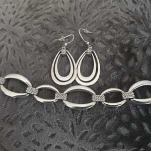 Brighton MERRIDIAN  Elegant Silver  Earrings and Matching Bracelet SET